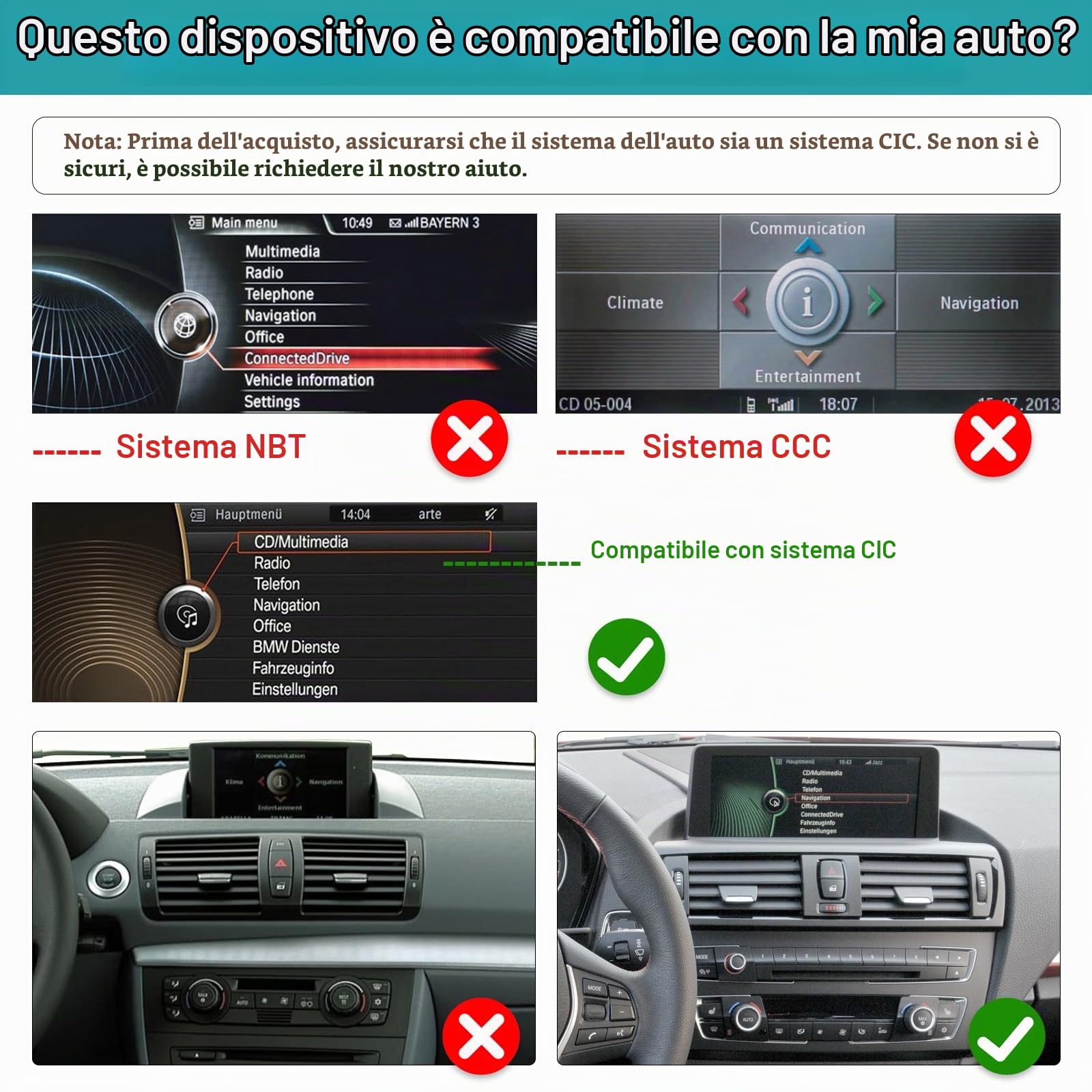 Touchscreen per autoradio da 10,25" per BMW Serie 1 E81/E82/E87/E88 2008-2012 con sistema CIC, supporto Apple CarPlay/Android Auto/Mirrorlink/navigazione, aggiornamento stereo per auto