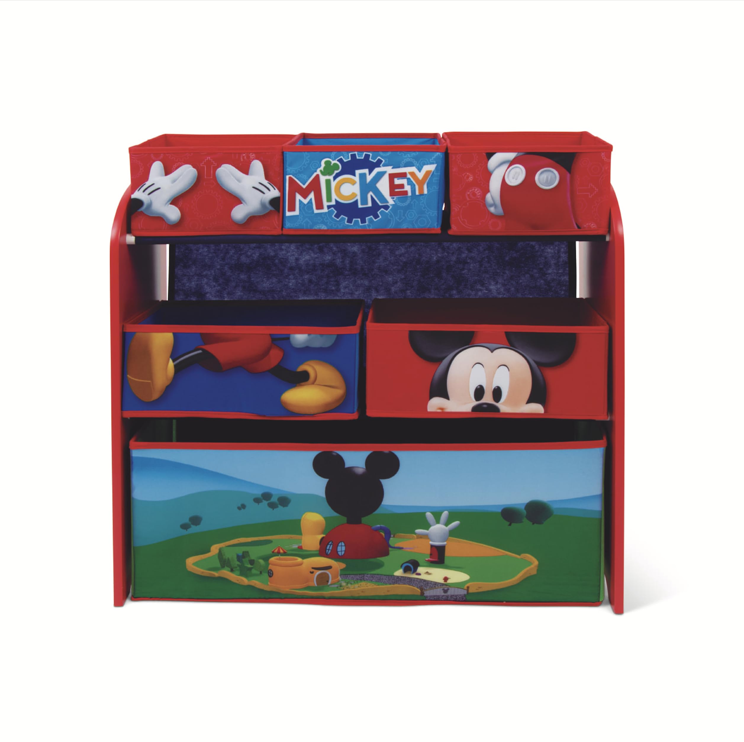 ARDITEX WD14007 Organizador de Madera (62x30x60cm) con 6 cestos Textiles de Almacenamiento de Disney-Mickey
