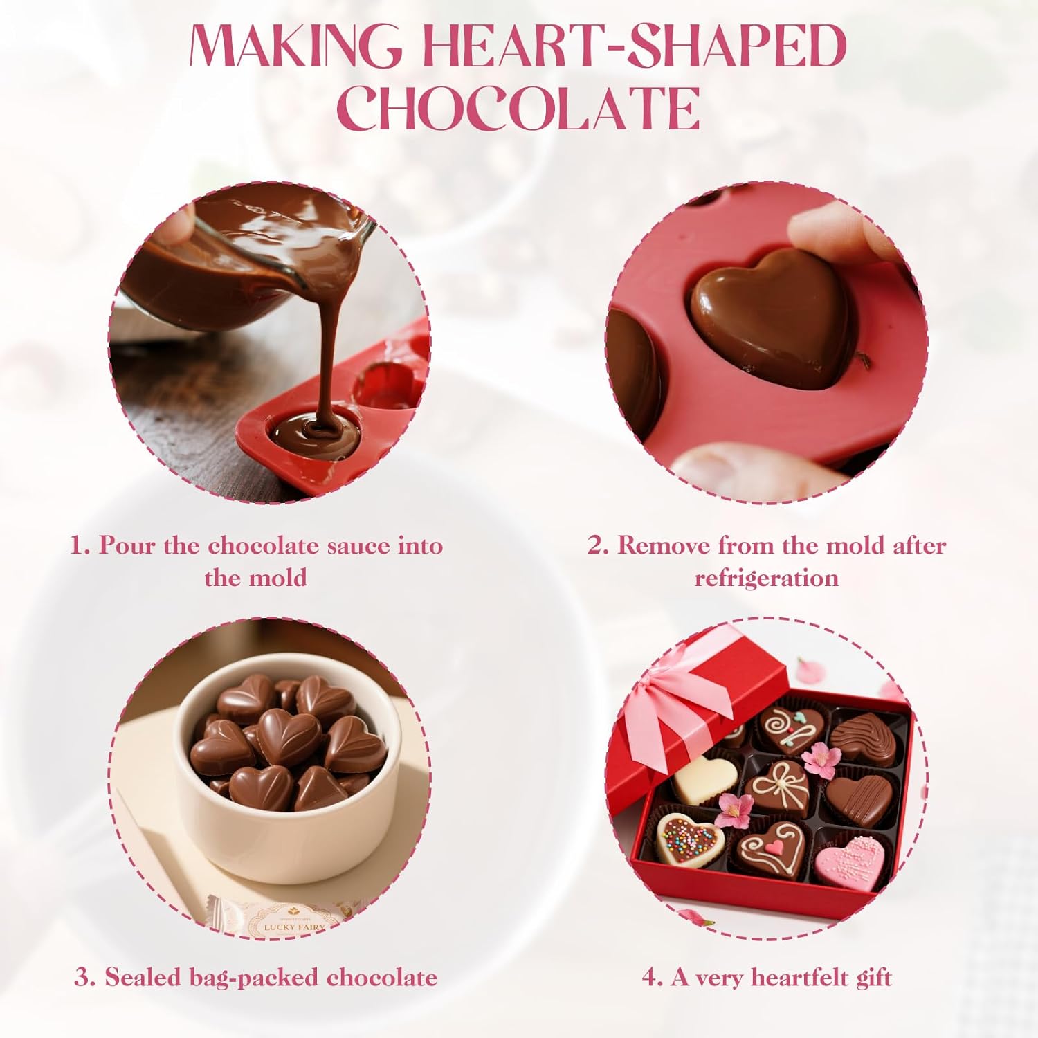 3Pcs Heart Molds Silicone, Premium Heart Silicone Mold for Baking, Chocolate, Non-stick Silicone Heart Mold for Cakes Candies Soap - Image 6