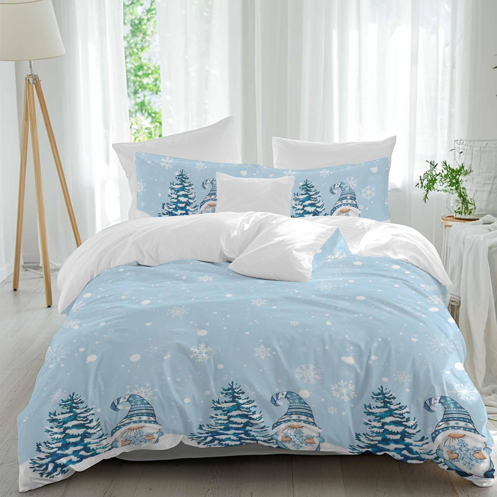 Christmas Bed Duvet Cover Full Size Washed Patterned Textured Duvet Cover Sets with Zipper Tiers Microfiber Soft Comforter