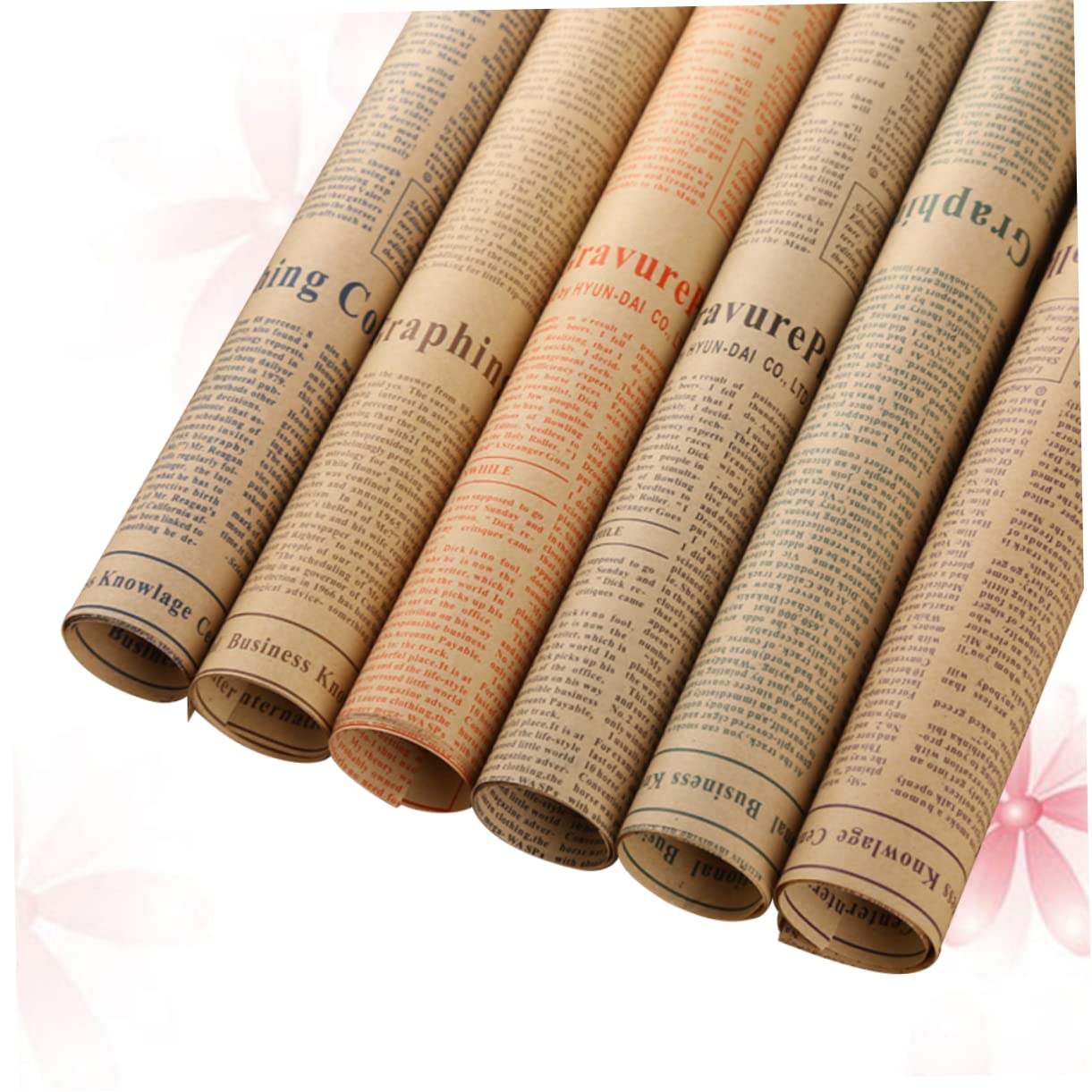 STOBOK 50blätter Kraftpapier Geschenkpapier Vintage Papierverpackungen für Blumensträuße und Andere Anlässe Zeitungspapier Retro Stil Bastelprojekte Zufälliger Stil