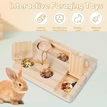 Guinea Pig Foraging Toys 6 in 1 Wooden Hamster Interactive Enrichment Toys Puzzle Treat Dispenser Toys Mental Stimulation Toy for Small Animals Hamsters Guinea Pigs Rabbits Chinchillas Gerbils