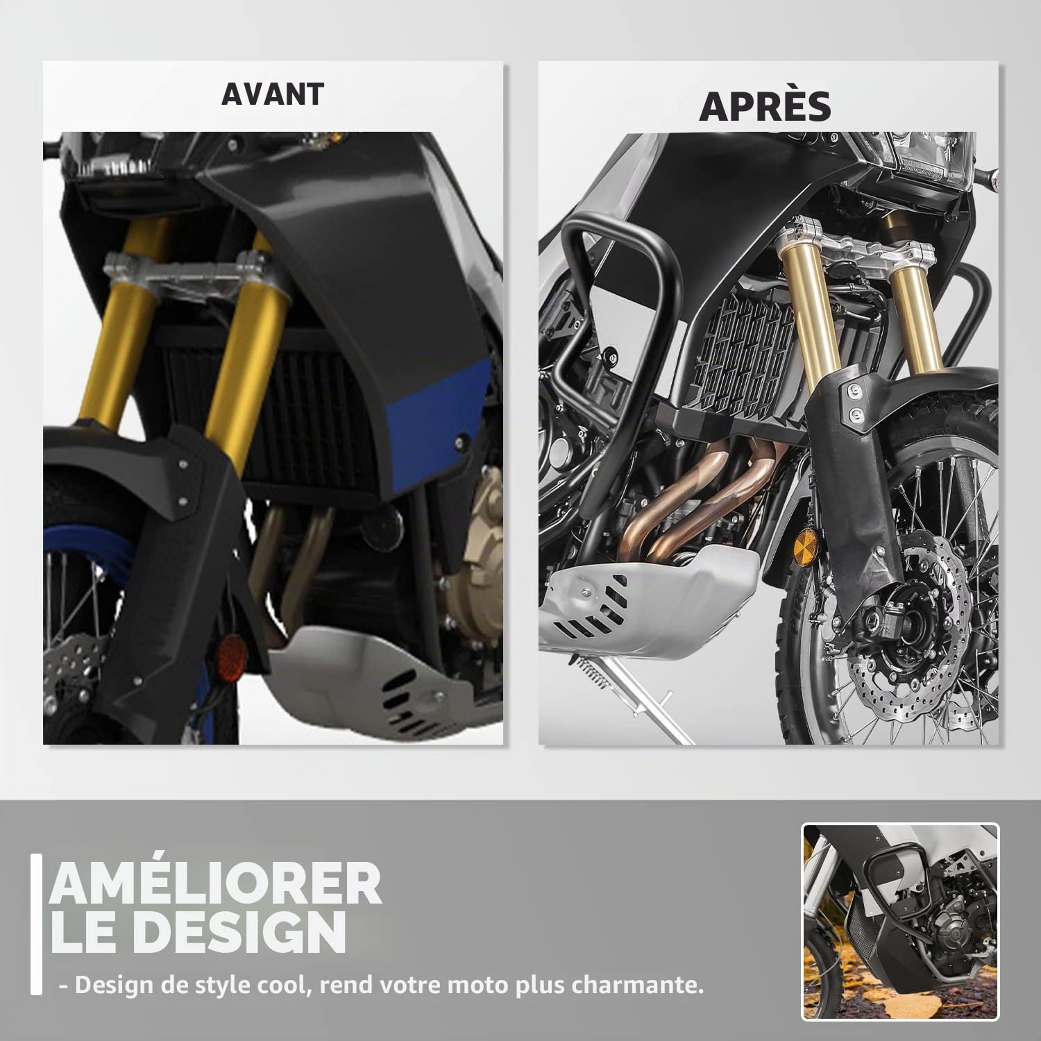 Barre de protection supérieure inférieure du moteur de moto Tenere-700 Protection contre les chutes du châssis du pare-chocs Pour Ya-maha Tenere 700 XT700Z XTZ 700 T7 T700 T 700 2019-2024 (Inférieur)