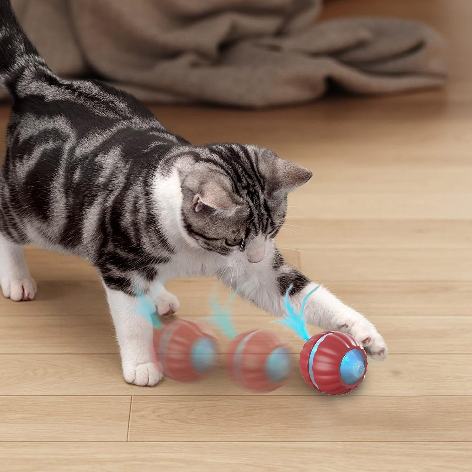 Katzenspielzeug, Automatisch bewegliches Katzenspielzeug, interaktiver Ball | Smart Kitten Accessories Beweglicher(Red)