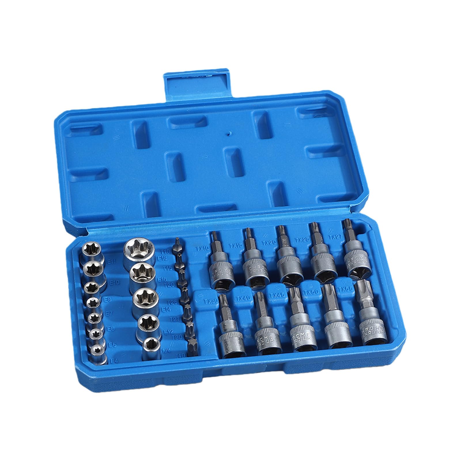 Fromceo 29Pcs / Set Premium Carbon Steel Socket Bits Designed For High Mechanical Work Antislip Design For Industrial Heavy Duty Port Divisions