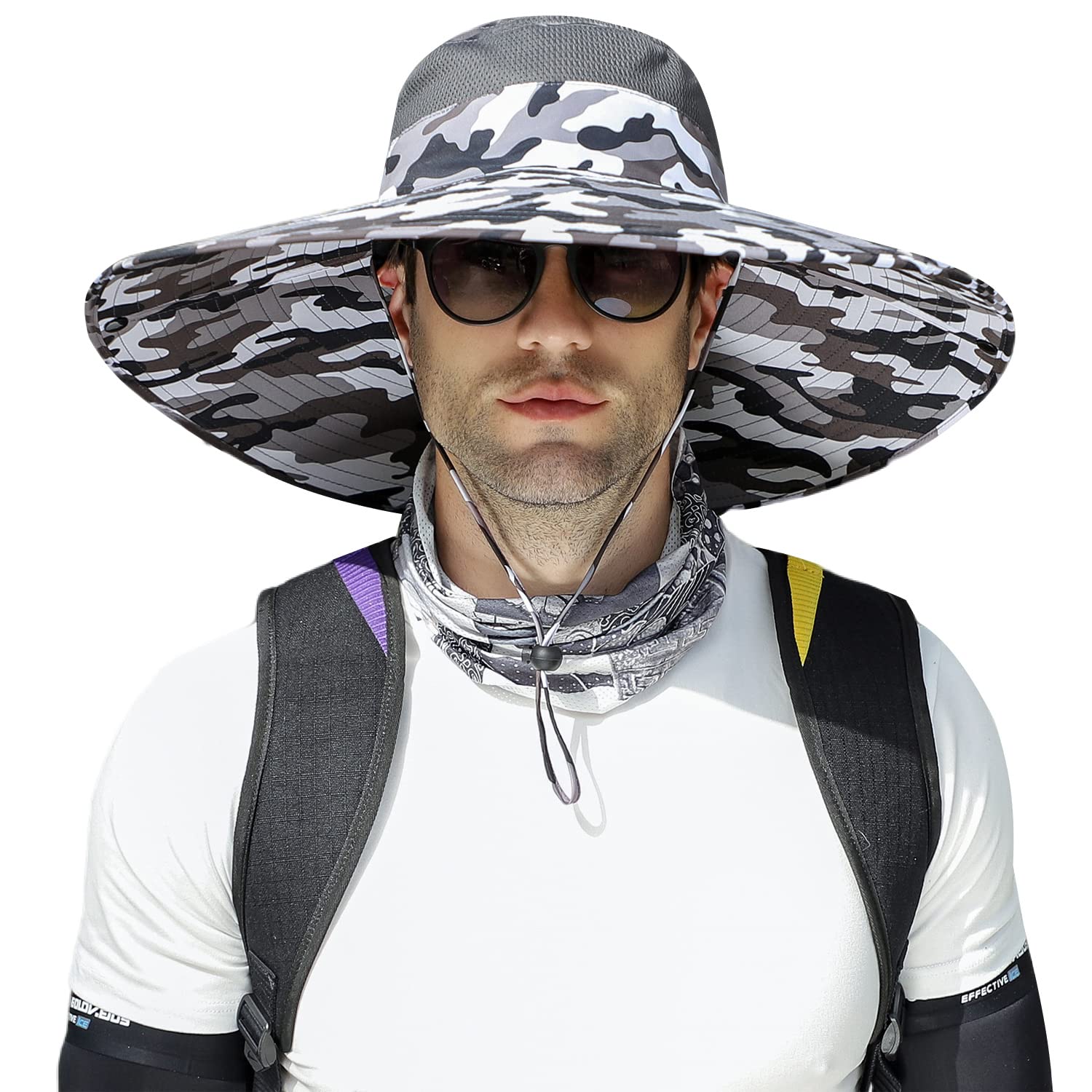 HUAMULAN Wide Brim Sun Hats Men and Women Bucket Safari Fishing Hat for Hiking Garden Lawn Work Camping Outdoor