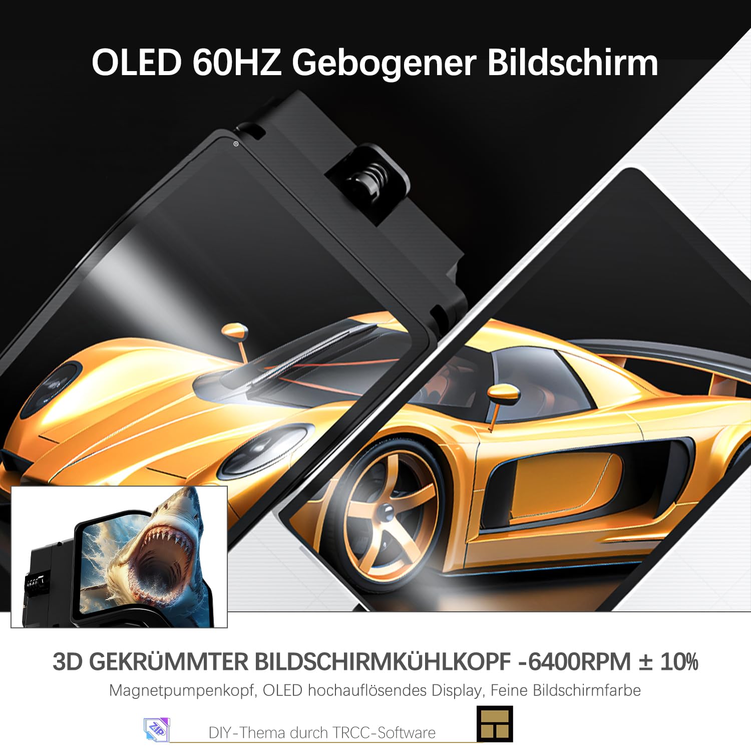 TR-Thermalright Wonder Vision 360 Turbo ARGB Nero Liquid CPU Kühler, Schermo Curvo 3D da 6,67'' con Risoluzione 2400x1080 - Magnetico, 360mm Aio Nero, per AM5, LGA1851/1700