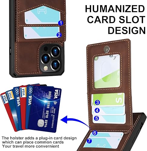 Miniatura 5 de iCoverCase Funda tipo cartera para iPhone 12 Pro Max con tarjetero bloqueo RFID de piel sintética de alta calidad, cierre magnético, ranuras para