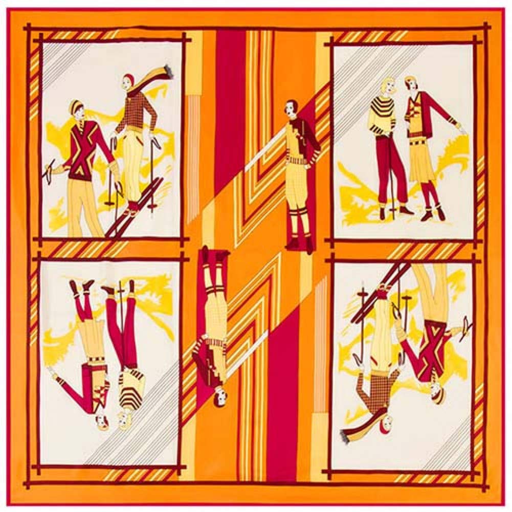 Écharpe carrée en soie twill 130x130 cm grand foulard imprimé pour femme