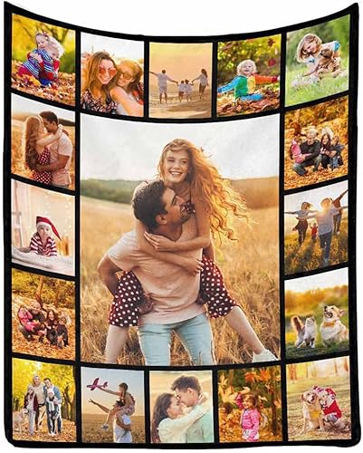 MyPupSocks Manta de collage de fotos personalizada para primo sobrina, manta de cama de Navidad personalizada con 17 imágenes, manta personalizada disponible en Yaxa Colombia