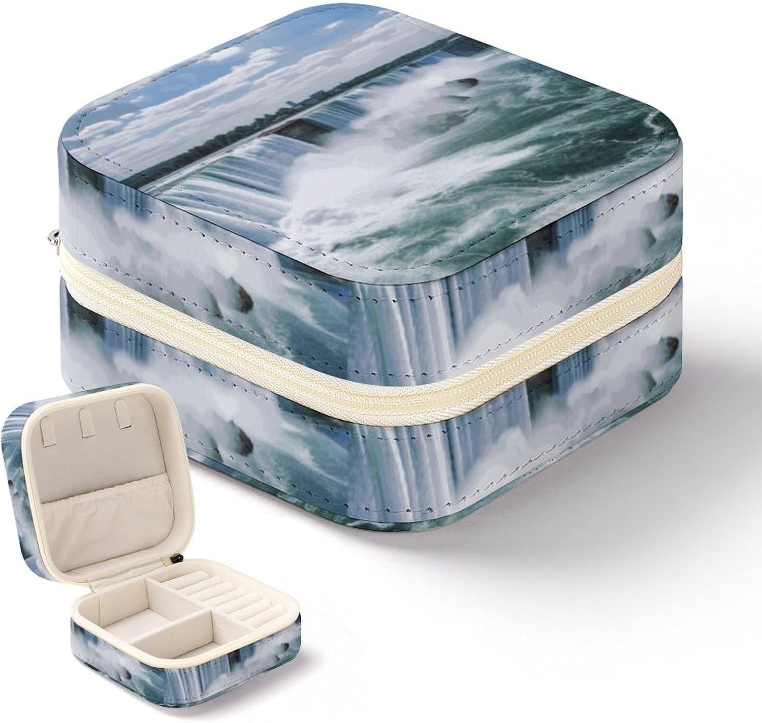 Jewelry Box for Women Portable PU Leather Jewelry Storage Holder Waterproof Travel Mini Jewelry Organizer Case for Ring Pendant Earring Necklace Bracelet Niagara Falls