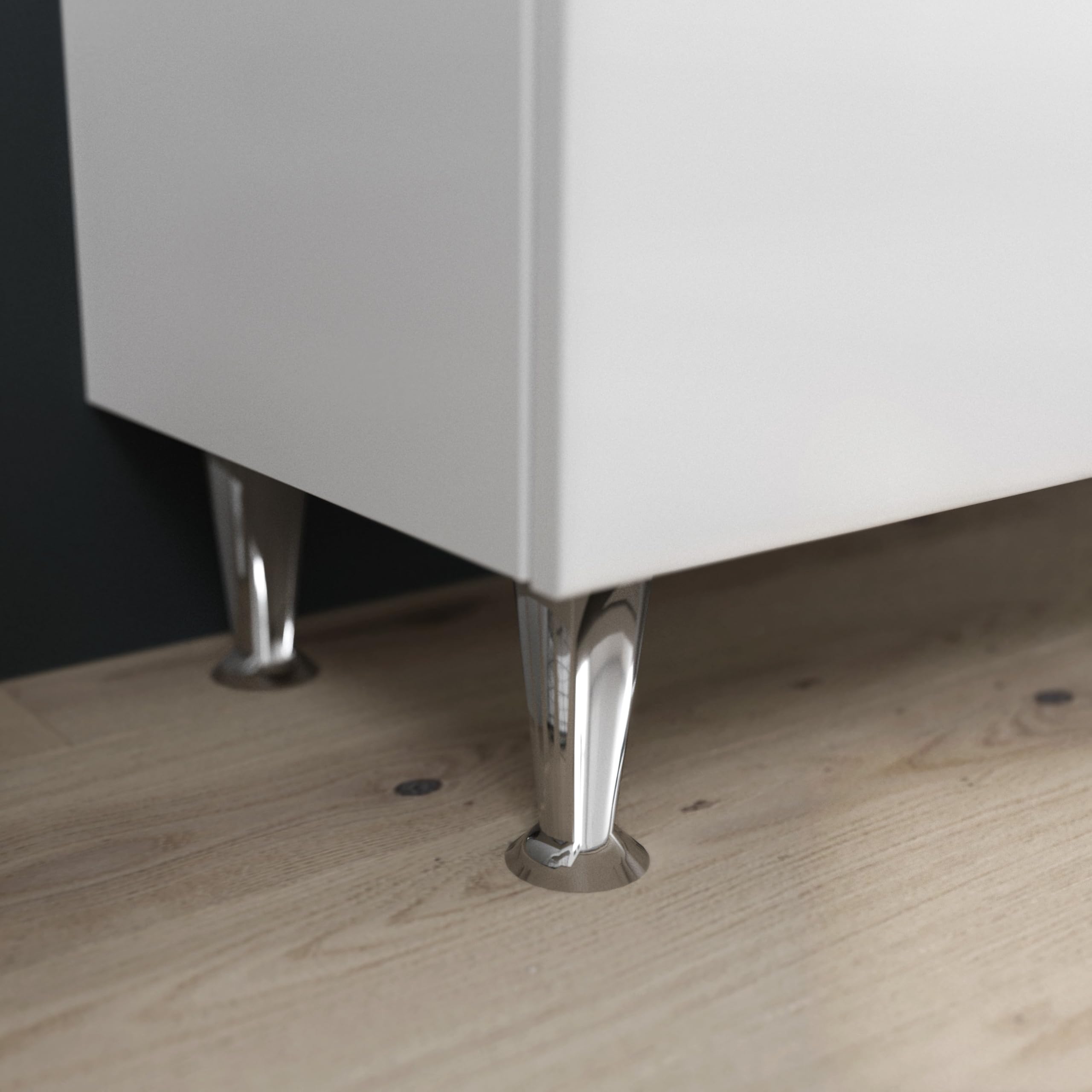 Kiamami Valentina - Mobile bagno a terra 65cm 2 ante, specchio con led bianco lucido | Easy