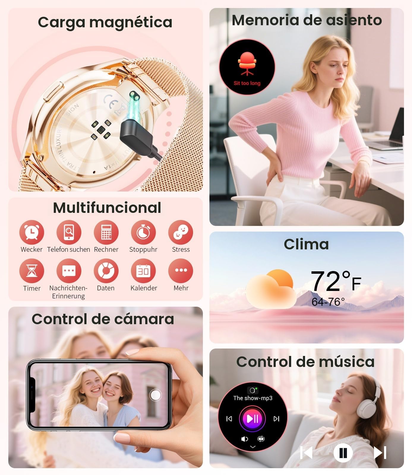 Reloj Inteligente Mujer 2025-7.99 mm Ultra-Delgado Elegante Fitness Watch con 1,43'' HD AMOLED Pantalla, Llamadas/IP68 Impermeable, 100+ Modos de Deporte, Salud de la Mujer para iOS Android, Oro Rosa