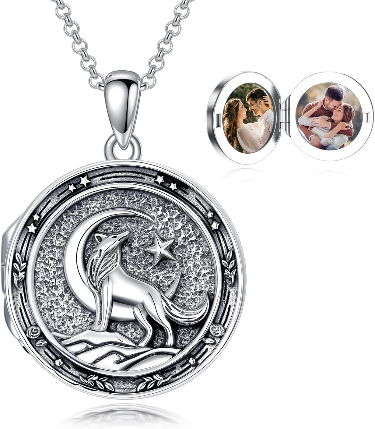 PELOVNY Locket Necklace That Holds Pictures 925 Sterling Silver Photo Locket Pendant Birthday Christmas Memorial Jewelry Gifts for Women Men