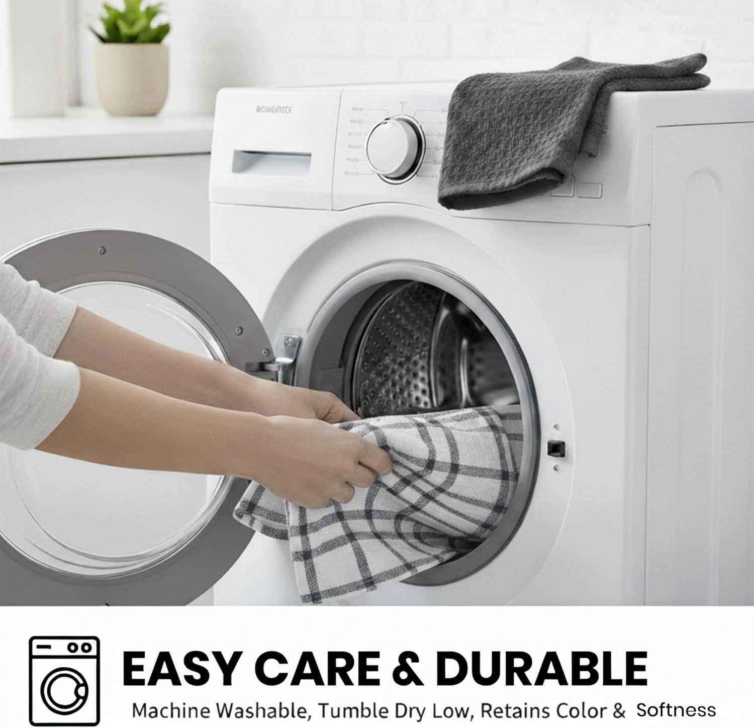 GOLD TEXTILES Kitchen Towels 6 Pack Premium 100% Cotton Dish Towels for Kitchen (15 x 25 Inches) Super Soft & Absorbent Kitchen Hand Towels for Drying Dishes, Cleaning - Reusable and Washable (Black) - Image 6