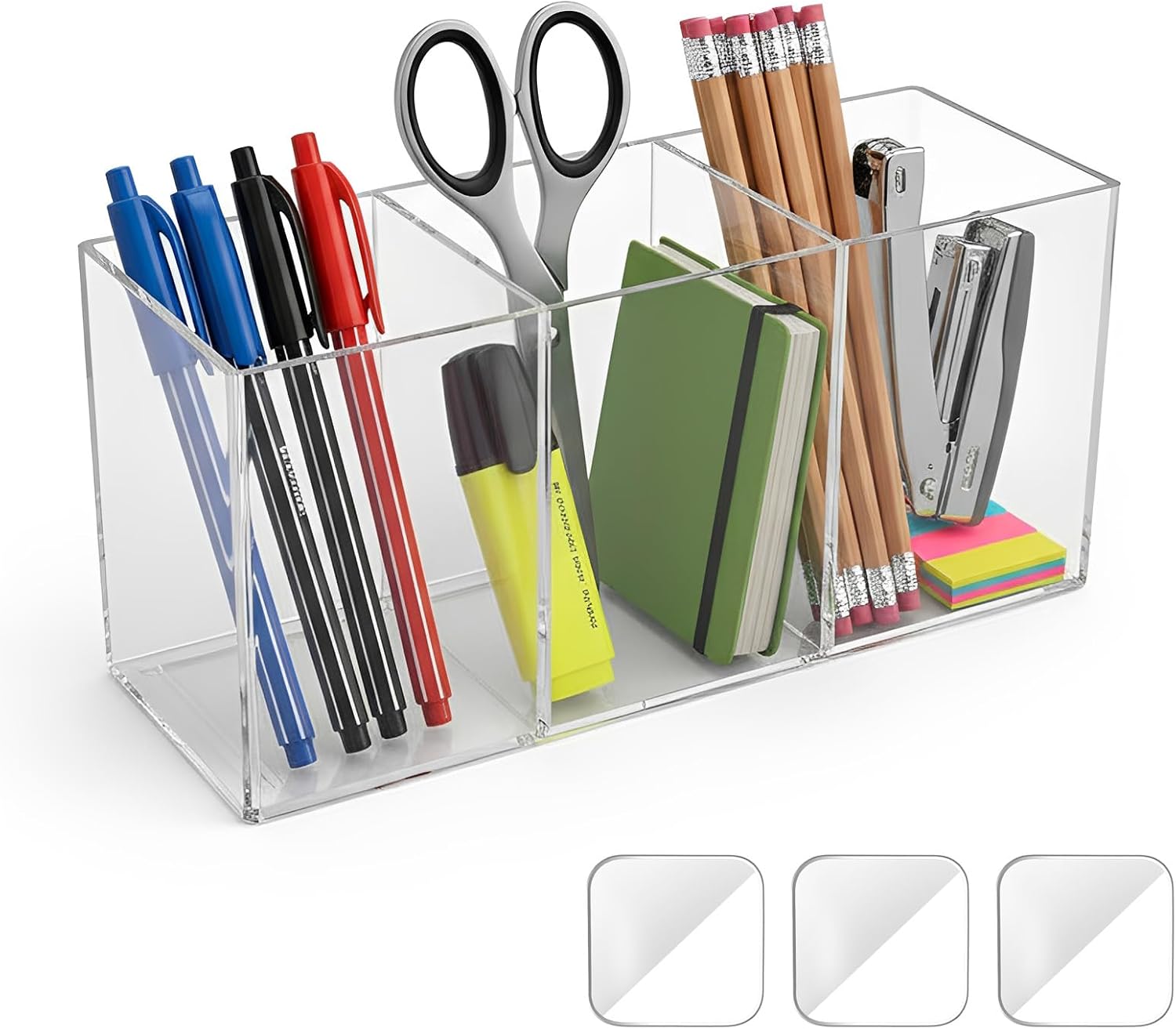 Clear Kitchen Cabinet Door Organizer, Adhesive Mount Inside Cabinet Storage Shelf - Pen Organizer, Makeup Brush Holder, Under Sink Door Storage for Kitchen, Bathroom, Office, Garage, Craft Room