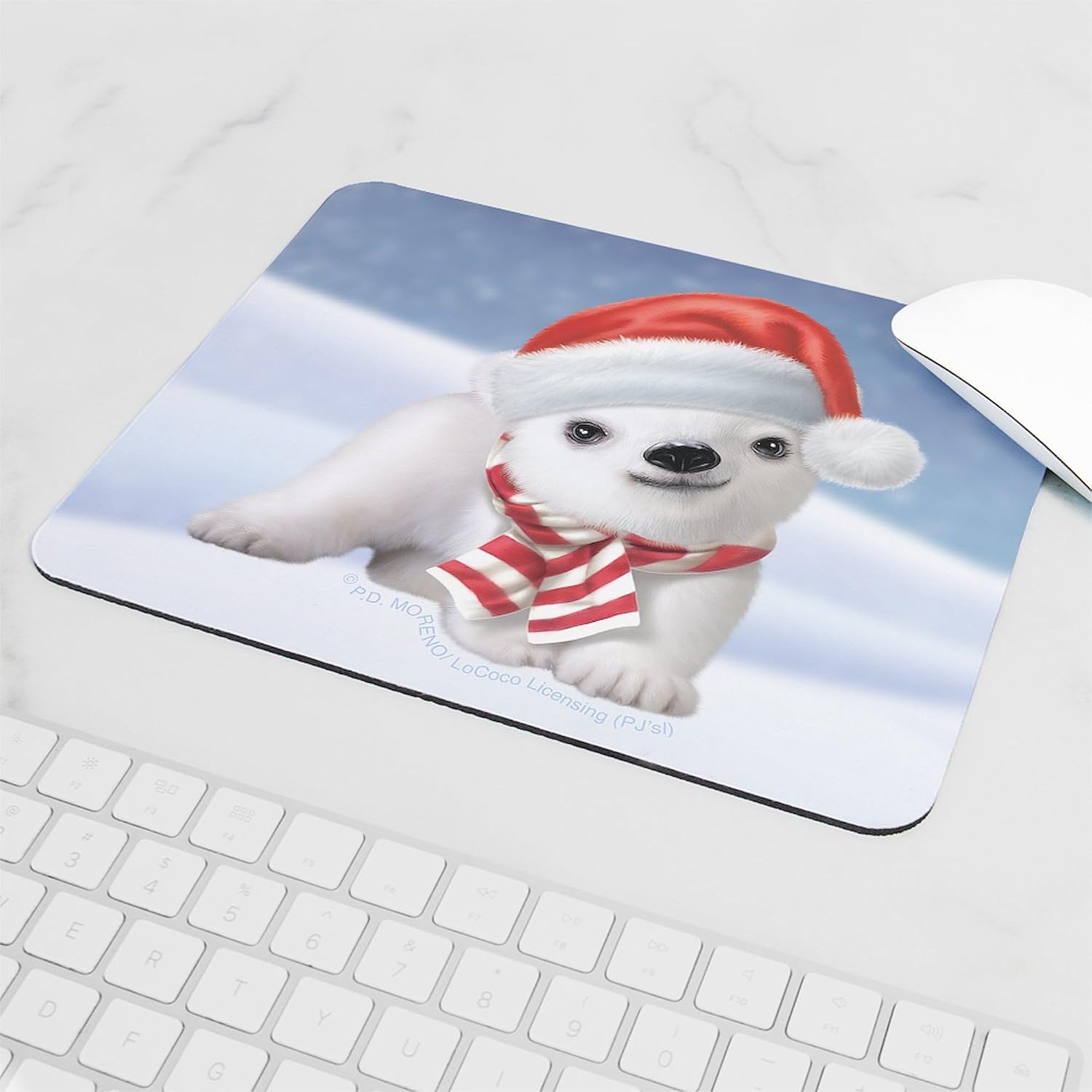 CafePress PD Moreno's Christmas Polar Bear Non-Slip Rubber Gaming Mousepad