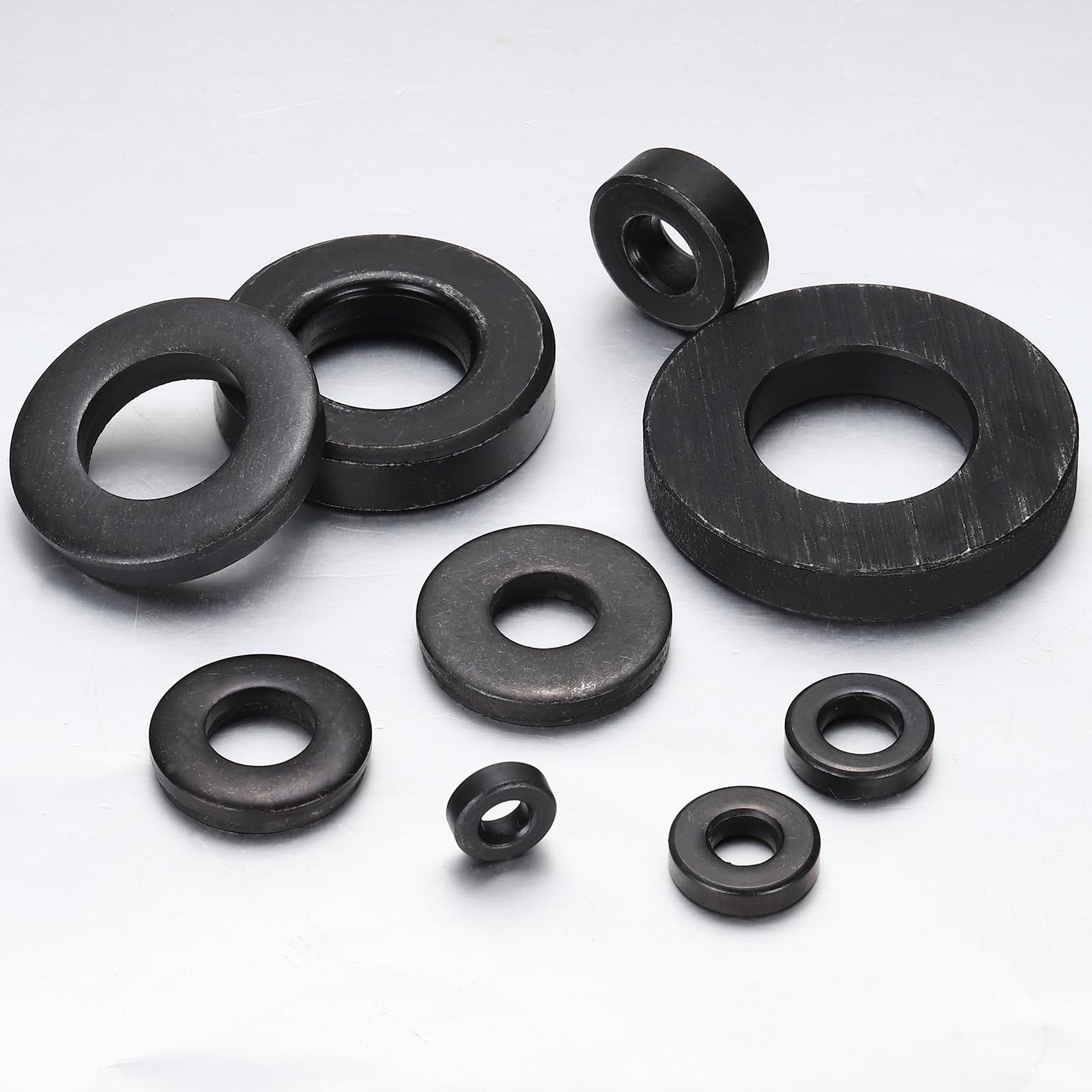 QUARKZMAN 24 Piezas de Arandela Plana Negra de 1 3/16" para Tornillo M30 Arandelas de Acero de 30mm DI 60mm de 10mm de Longitud para Uso Industrial Tornillos Pernos