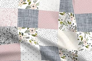 Sponsored Ad - Spoonflower Fabric - Charcoal Blush Sprigs Blooms Quilt Floral Patterned Printed on Petal Signature Cotton ...