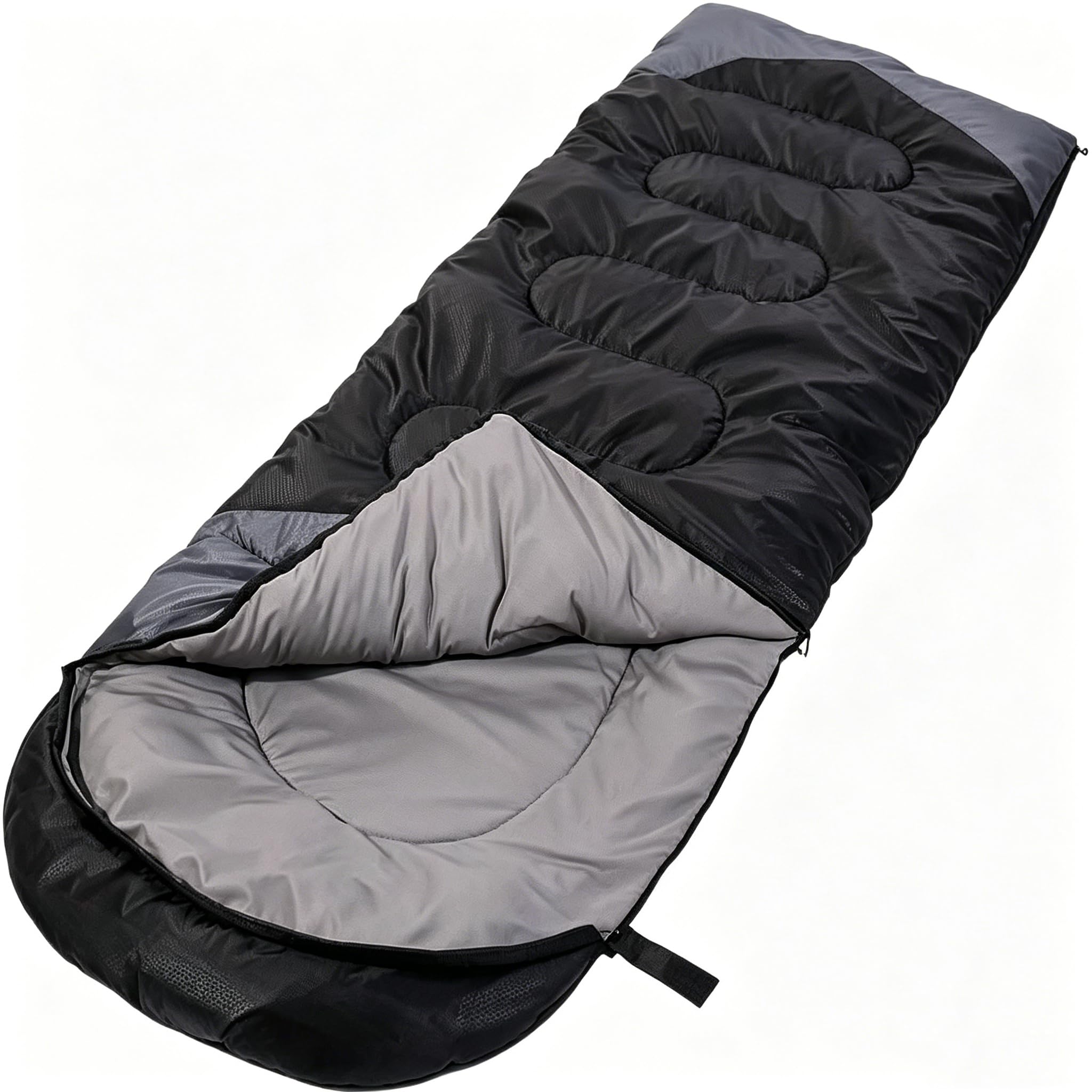 Sleeping Bag 3 Seasons (Summer, Spring, Fall) Warm & Cool Weather - Lightweight,Waterproof Indoor & Outdoor Use for Kids, Teens & Adults for Camping Hiking, Backpacking and Survival (Black Grey)