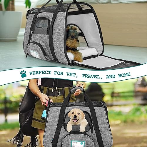 Miniatura 7 de PetAmi Transportador de mascotas aprobado por aerolíneas para gatos, transportador de perros de lados suaves para perros pequeños, suministros de