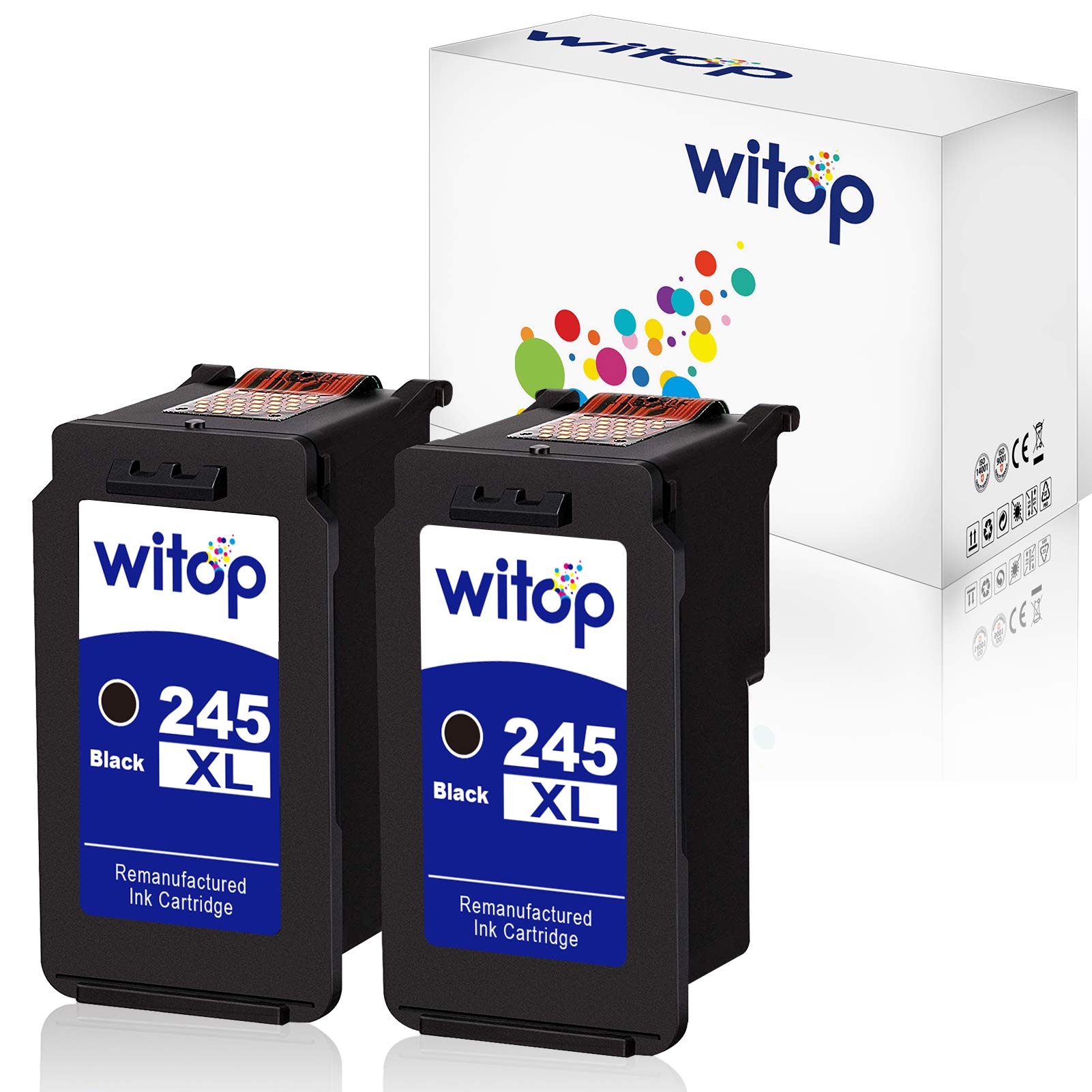 Witop PG-245 245XL Remanufactured Ink Cartridge Replacement for Canon PIXMA MX492 MX490 IP2820 MG2420 MG2522 MG2920 MG2922 TS302 Printer (2 Black)