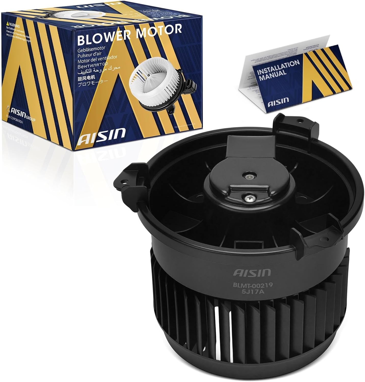 AISIN AFTERMARKET BLMT-00219 Rear HVAC Blower Motor with Wheel Assembly - Compatible with Toyota Corolla, Highlander, Sienna, Sequoia, Land Cruiser, Lexus RX350, RX350L, RX450h, GX460, LX570