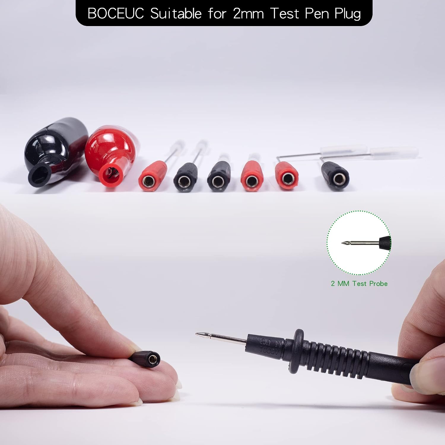 Back Probe Needles Non-Destructive Multimeter Test Probes, 3A Alligator Clips with Slip on Insulators, 5A 600V Instrument Test Pen Clamp Copper Lead Plug Measuring Tools