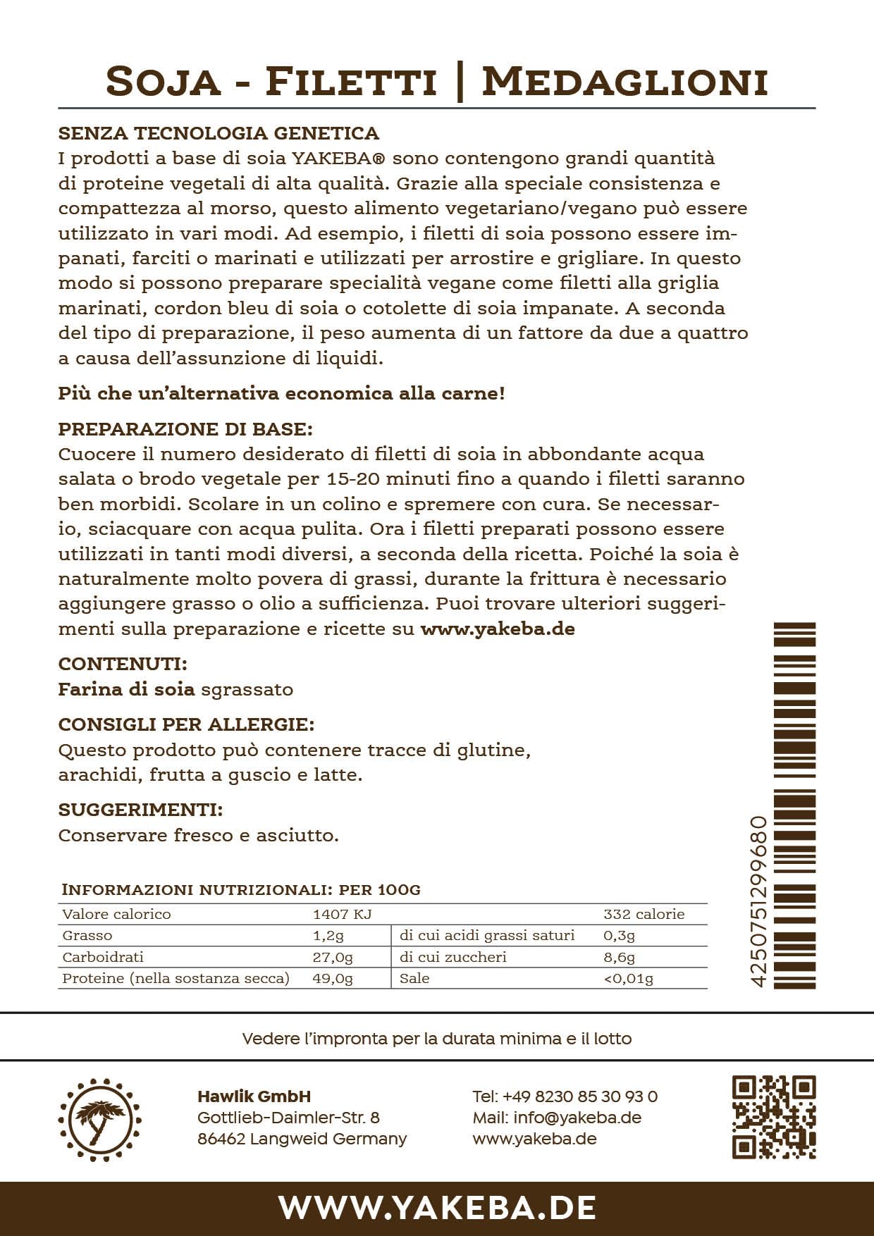 Yakeba | Pepite di soia | Filetti / Medaglioni | 1000g | Coltivazione europea I Essiccato I Sostituto vegano della carne I Perfetto per la carne affettata I Cibo vegano ricco di proteine
