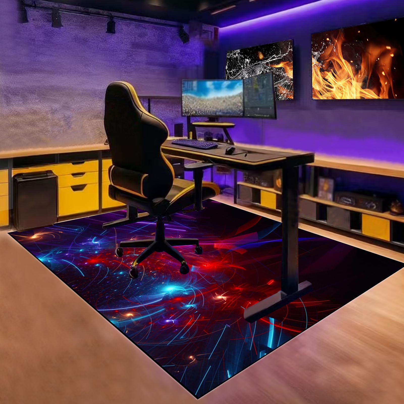 Gaming Bodenschutzmatte, Schreibtischstuhl Unterlage, Gaming Stuhlmatten, Bürostuhl Unterlage, Stuhlmatte für Hartholzböden, 70 x 100 cm Bodenschutzmatte Teppich Unterlage-Kratzfest für Hartböden