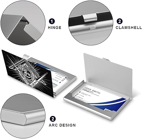 Miniatura 4 de Tarjetero de masonería masónica para hombres y mujeres, tarjetero de bolsillo para tarjetas de nombre, cartera delgada de metal para identificación,