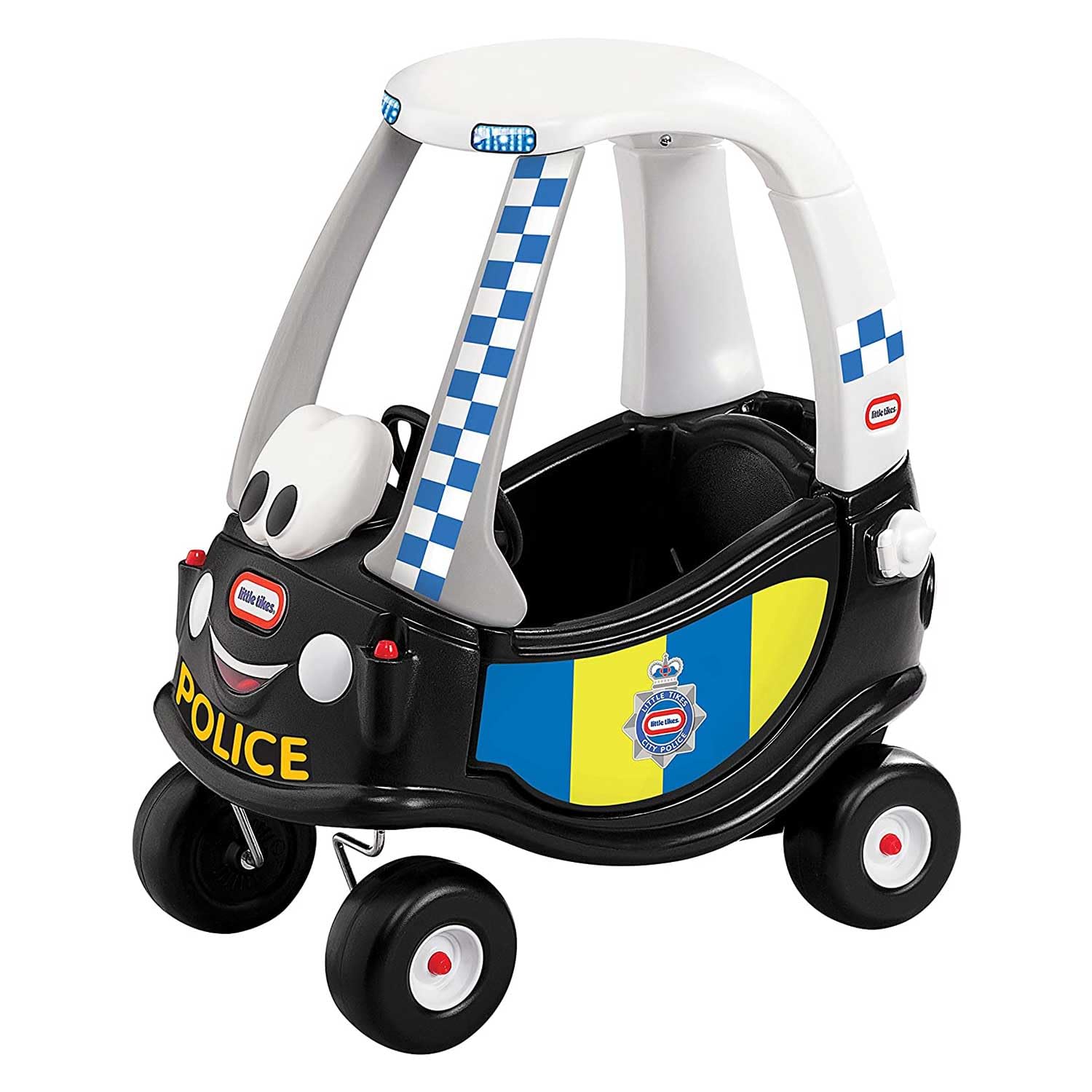 Little Tikes Auto Cozy Coupe Patrulla de Policía - Para Montarse, con Bocina que Funciona, Interruptor de Encendido y Tapa de Combustible