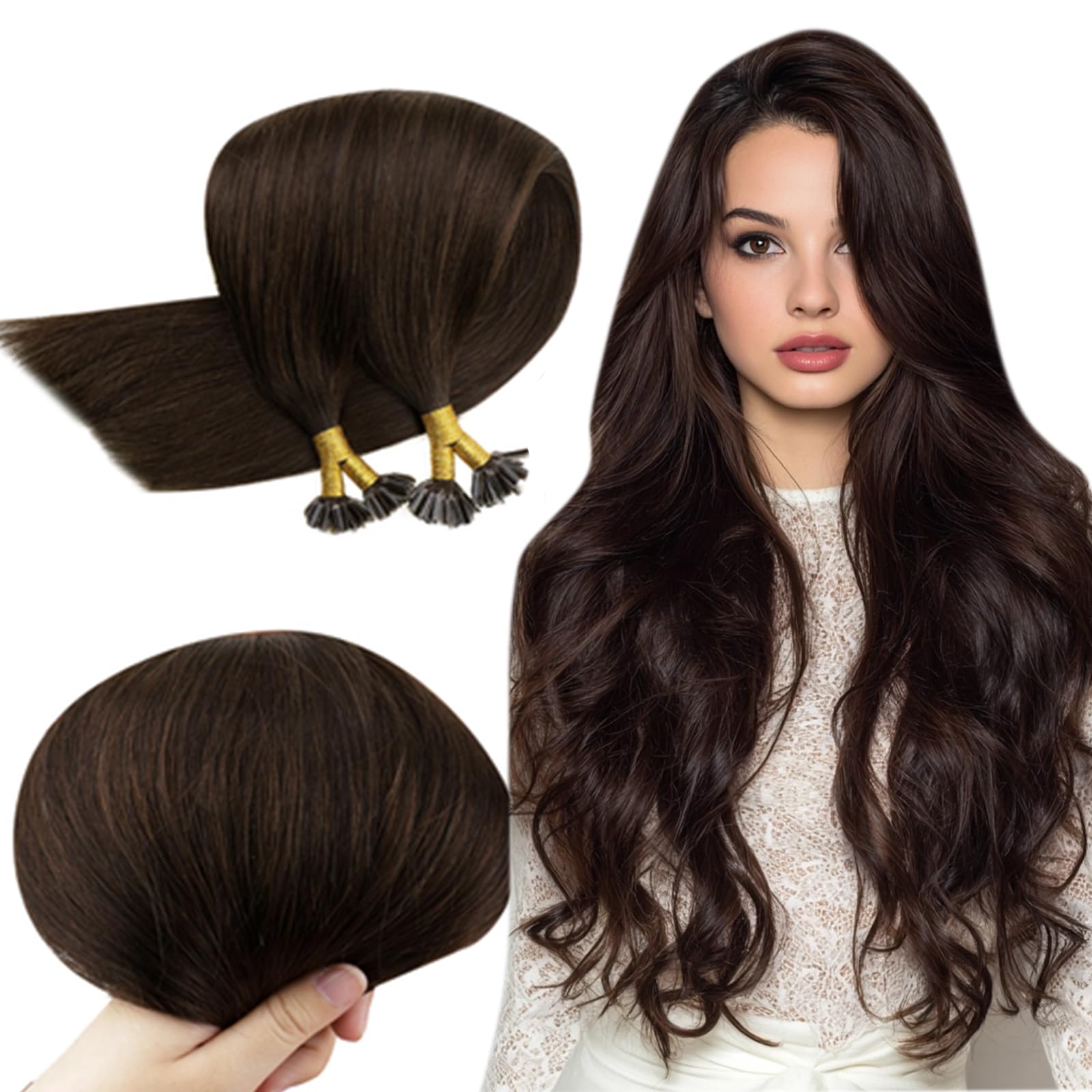 Professional U Tip Human Hair Extensions 18 Inch 40g Heat Resistant Remy Remy Human Hair U-tip Extensions: Jet Black, 18-22 Inch, 100  main image 4
