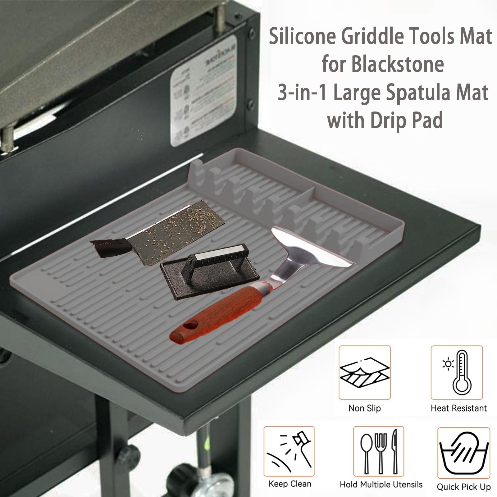 BOXOB Silikon Grillmatte 40x30 Cm - Hitzebeständiges Grillzubehör Für Blackstone