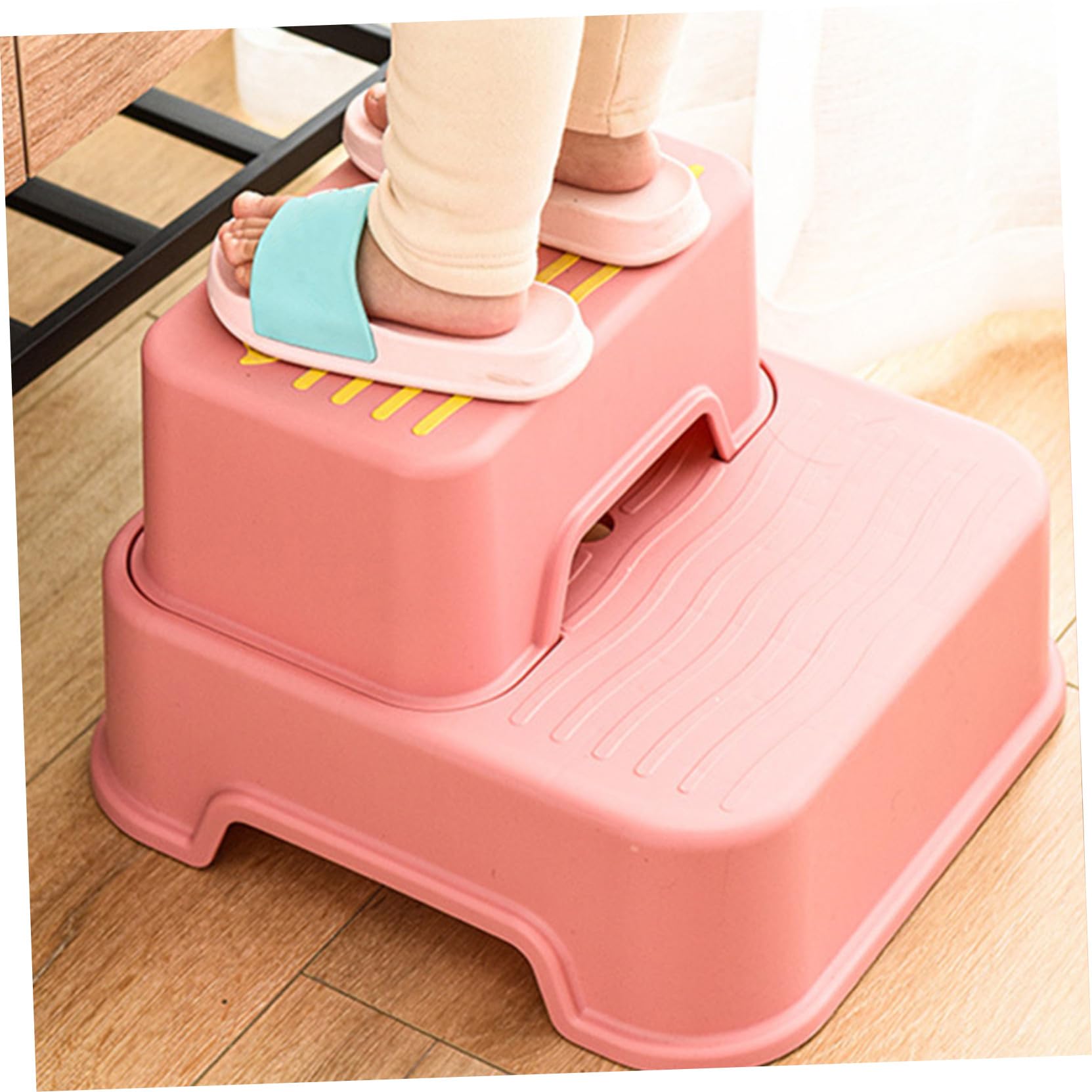 Sgabello Pezzo in Plastica Bambini Pp Antiscivolo Rosa per 1 | Uso Quotidiano e Lavarsi i Denti, Design Multiruolo, Resistente All'usura, per Toddler