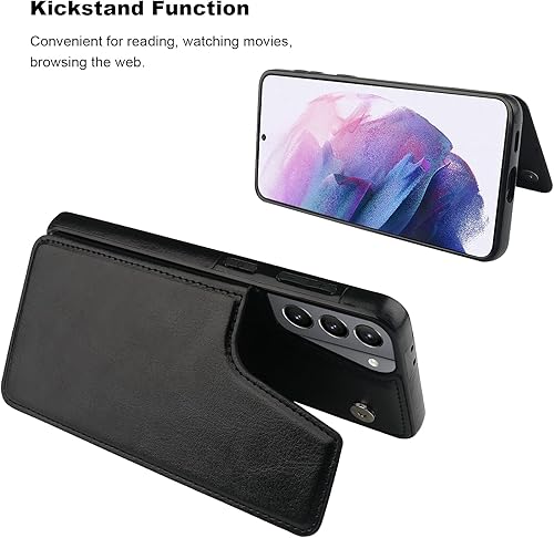 Miniatura 5 de Funda ONETOP tipo cartera compatible con Samsung Galaxy S21 Plus, con soporte para tarjetas, funda de cuero sintético con ranuras para tarjetas.
