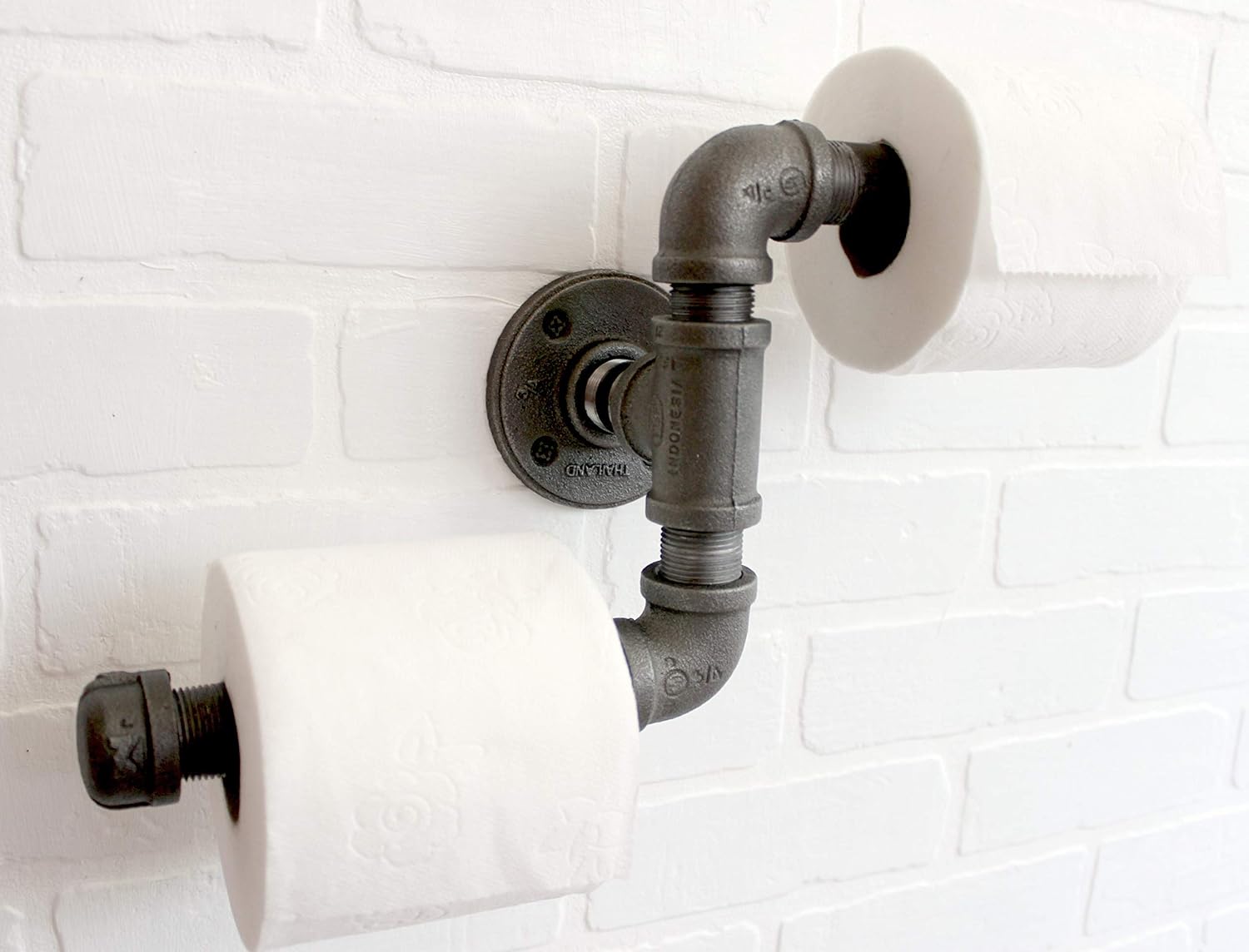 Industrial Pipe Double Roll Toilet Paper Holder, Toilet Roll Holder Industrial Farmhouse Bathroom Decor, Bathroom Fixture, Holds 2 Rolls at Once