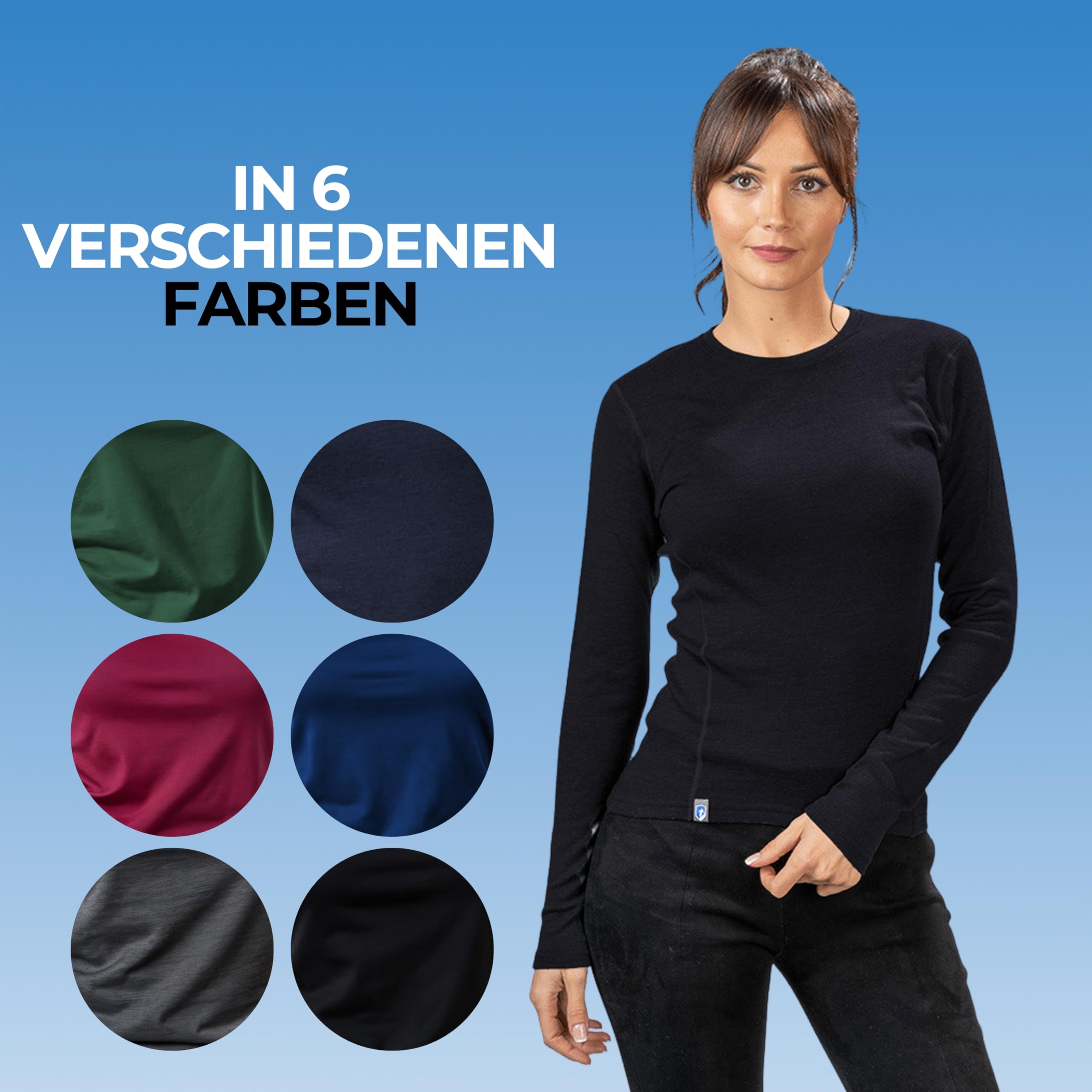 ALPIN LOACKER 100 Merino Langarmshirt Damen 230g/m2 Feinste Merinowolle Unterwäsche Langarm Wandershirt Outdoor Sport