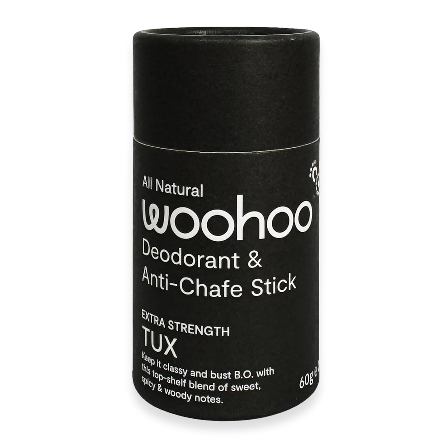 Woohoo! Body All-Natural Deodorant Paste - Tux (Extra Stregnth 2.1 oz / 60 g Eco Tube)