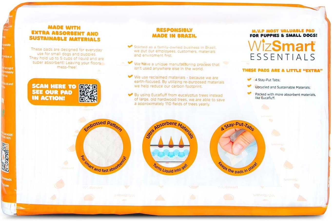 WizSmart Essentials Large Dog Pads, 23.5" x 22", Extra Absorbent Puppy Training Pads, Indoor Potty Pads, Leakproof Gel Pads for Small Dogs, Crate, House, Travel, Eco-Friendly, Non-Slip - 50 Count