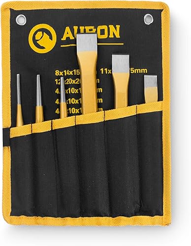 Miniatura 7 de Acrux7 Juego de cinceles fríos de 6 piezas, plano, central, cilíndrico, juego de cinceles de metal, acero Cr-V premium, cinceles de cono para