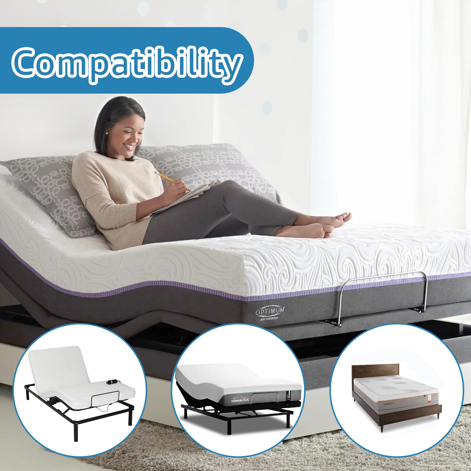 Verstellbare Bett-Ersatzteile – Universelles verstellbares Bettgestell-Ersatznetzteil-Set für Schlafnummer, Tempur-Pedic und mehr, schwarz