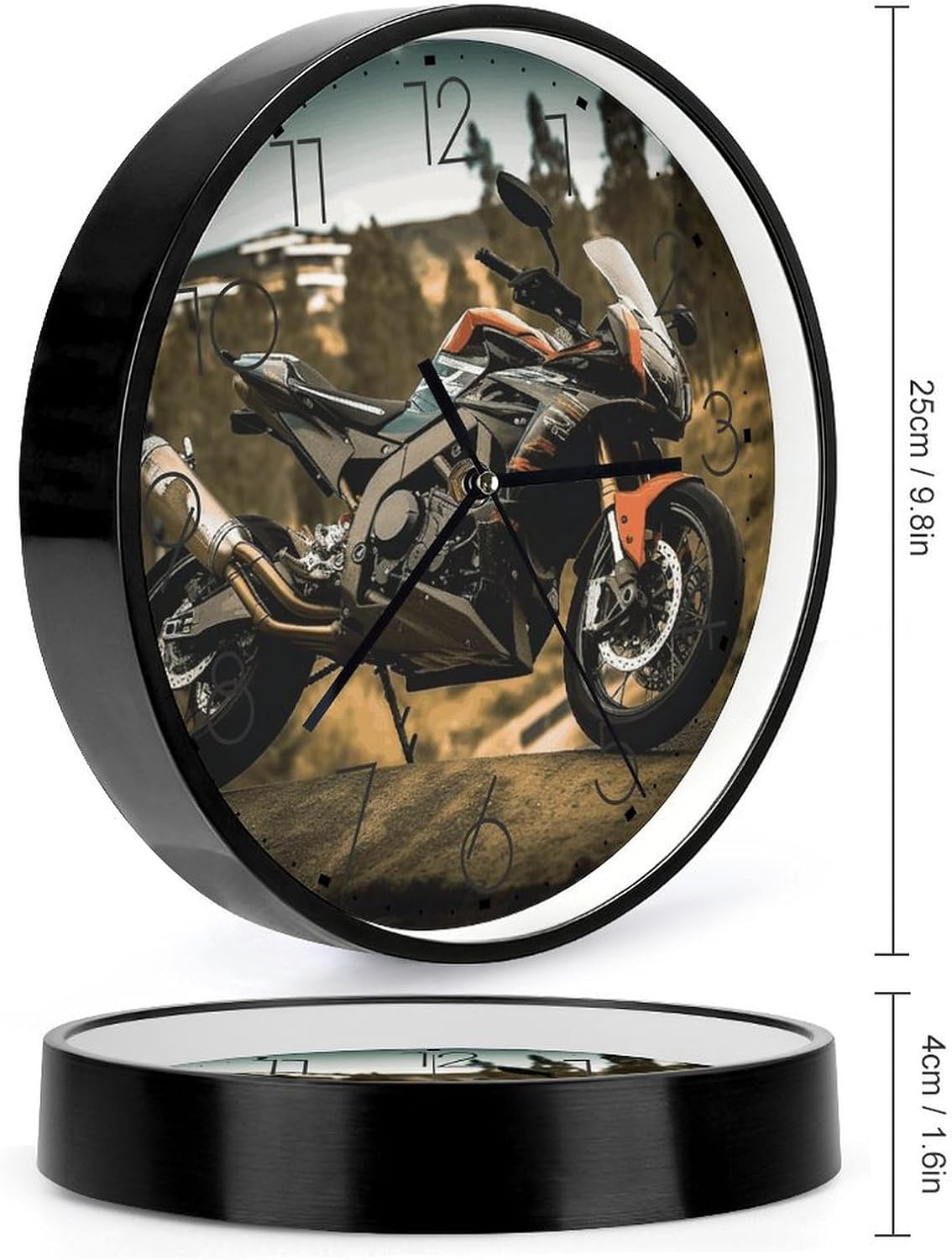 Sport Motorcycle Round Wall Clock Silent Clock 10 Inch image 2