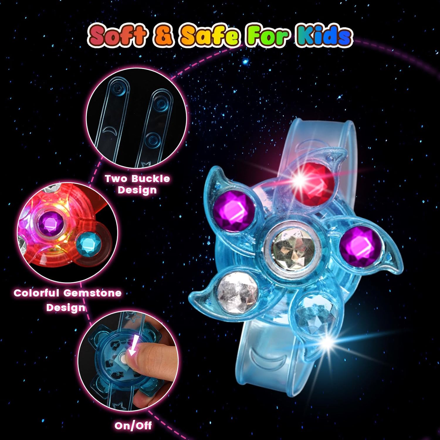 LovesTown 32PCS LED Light up Fidget Spinner Bracelets, 6 Styles Light up Party Favors Bulk Glow in the Dark Party Supplies for Kids Treasure Box Toys Classroom Prizes - Image 5