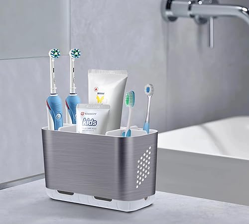 Miniatura 2 de Portacepillos de dientes para encimera organizadora de baño, desmontables, antideslizantes, grandes soportes para cepillos de dientes eléctricos, de