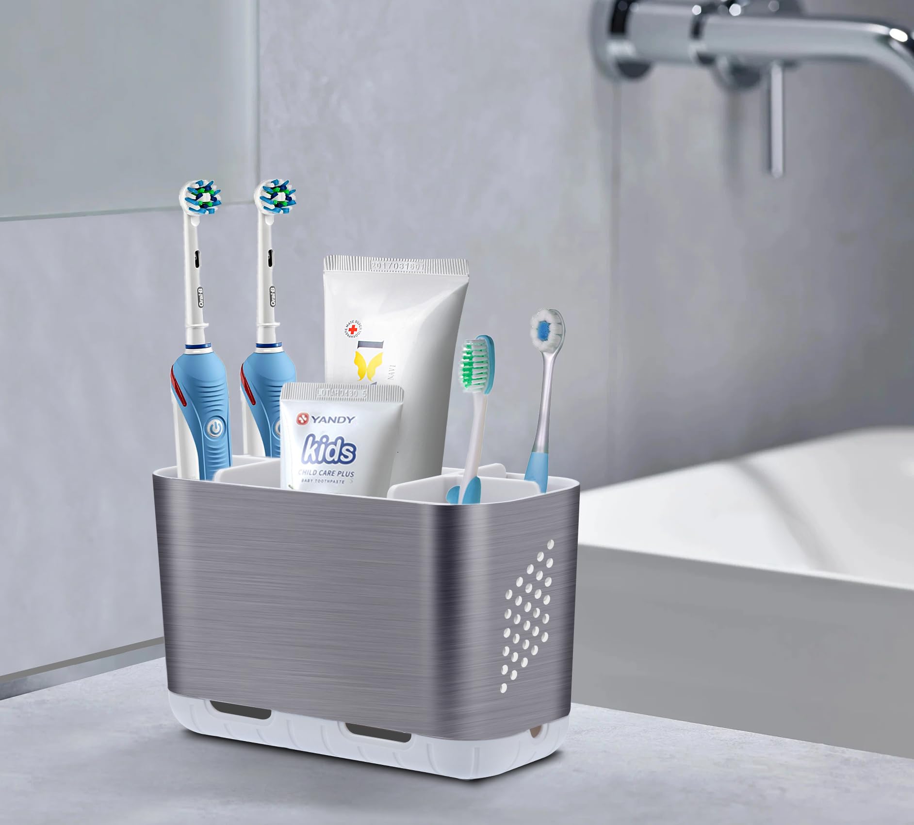 Gobelet/porte-brosse à Dents En Plastique Polypropylène - Multifonction (salon De Bain, Cuisine), Taille Unique, Gris
