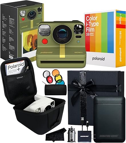Polaroid Originals Now+ Cámara instantánea tipo I con 16 fotos de película de color y paquete de regalo exclusivo