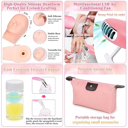 Miniatura 12 de EyeLash Extension Kit for Beginners, Professional Lash EyeLash Extension Practice Kit with Everything, Mannequin Head, Eye Lashes Glue, Lash Kit for