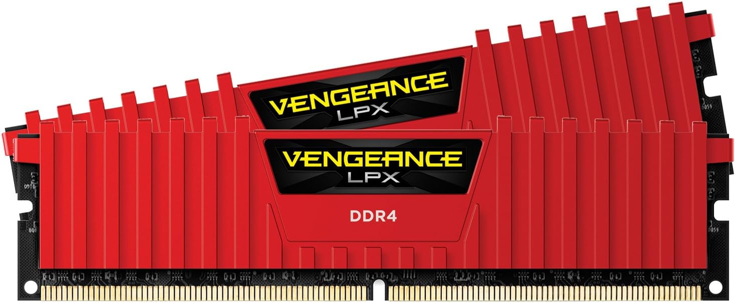 Corsair CMK8GX4M2B3200C16R Vengeance LPX 8GB (2x4GB) DDR4 3200Mhz CL16 XMP 2.0 High Performance Desktop Memory Kit, Red