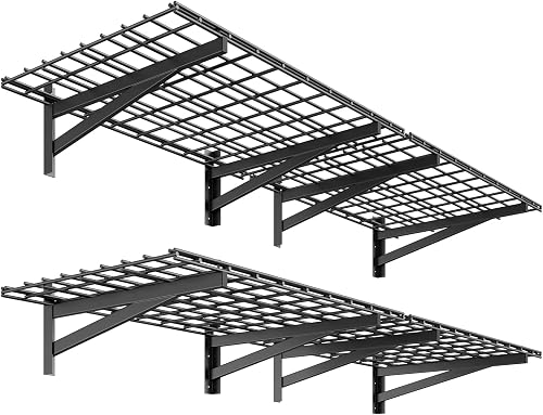 TOPIRON Heavy Duty Garage Wall Shelving 2x6ft (4-Pack 2x3ft) 1400lb Wall Mounted Storage Rack TOPIRON Heavy Duty Garage Wall Shelving 2x6ft (4-Pack 2x3ft) 1400lb Wall Mounted Storage Rack